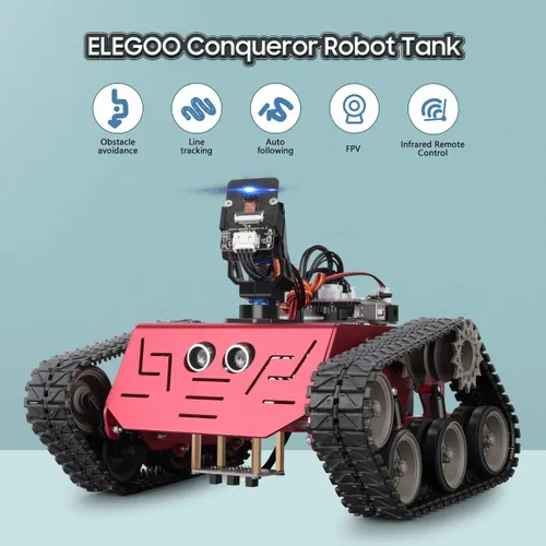 Vista 2 de ELEGOO Conqueror Robot Tank Kit with UNO R3 for Arduino Robotics for Kids Ages 8-12 12-16 STEM Science Kits Coding Robots Toys for 8+ Year Old Boys