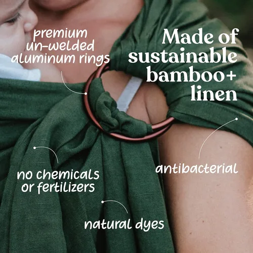 Vista 8 de Nalakai Portabebés de lujo con anillo para bebé, eslinga de mezcla de lino suave, envoltura para bebé, lleva a tu pequeño cerca de tu corazón