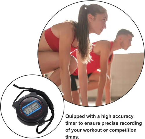 Vista 3 de GANAZONO Digital Stopwatch with Date Display High Accuracy Timer for Swimming Running Training Portable Lightweight Sports Timer for Coaches Black