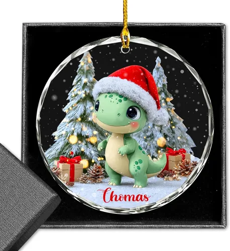 Adorno acrílico de dinosaurio personalizado, adorno de Navidad de dinosaurio, para niños varones pequeños, bonita decoración de dinosaurio bebé para