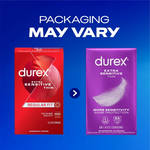 Vista 11 de Durex Preservativos Extra Sensibles Lubricados Ultradelgados Premium, Ajuste Regular, 12