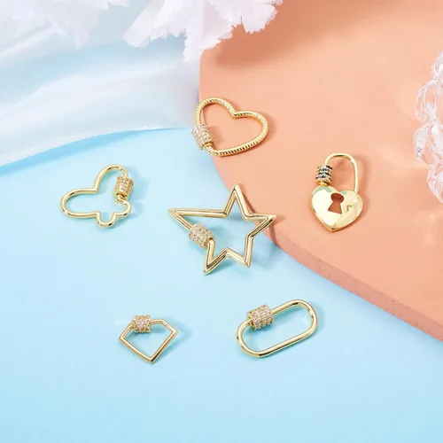 Vista 7 de Dijes de bloqueo de mosquetón de tornillo, Circonita cúbica Latón, circonita