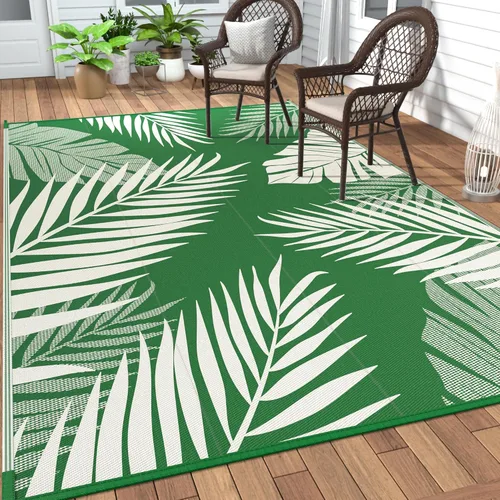 Vista 64 de GENIMO - Alfombra para exteriores de 6 x 9 pies, impermeable, reversible, de pajillas de plástico, para patio, espacios amplios, ligera