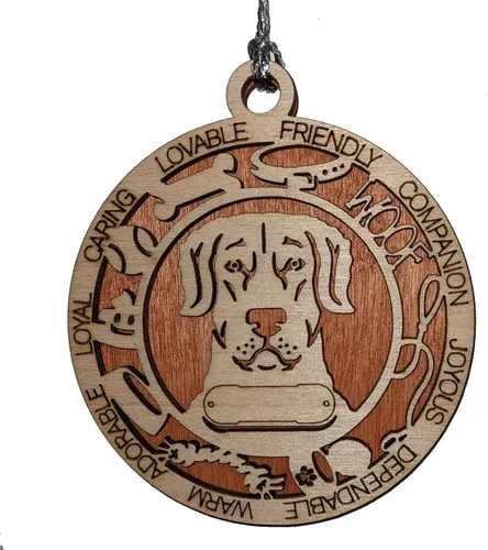 Vista 86 de Adorno de Navidad personalizado para perro Cavalier King Charles Spaniel, redondo de 3 pulgadas, madera cortada con láser de 2 capas, nombre y texto