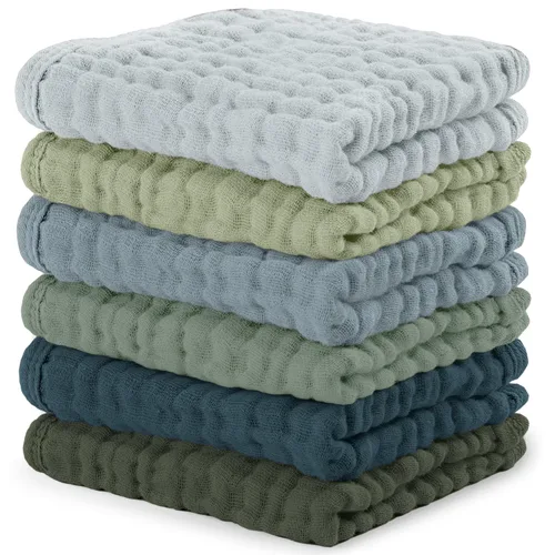Vista 45 de Comfy Cubs - Juego de paños de muselina para eructos de 20 x 10 pulgadas, paquete de 10, tamaño grande, 6 capas, 100% algodón, absorbentes, seguros