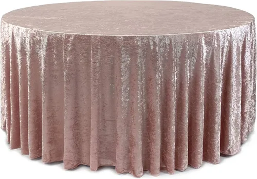 Vista 29 de YOUR CHAIR COVERS - Mantel redondo de terciopelo aplastado de 120 pulgadas para mesas redondas de 5 pies - Negro