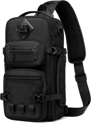 OZUKO - Bolso bandolera para hombre, mochila cruzada Negro