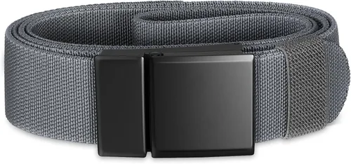 SANSTHS Mens Belt 1.5", Casual Web Golf Ratchet Belts for Men, Stretch Nylon Work Belts with Flip Top Buckle, Black Grey