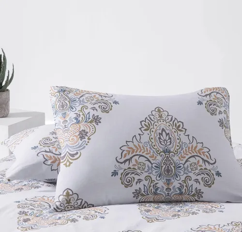 Vista 51 de Sleepbella - Edredón tamaño individual, algodón de 600 hilos, patchwork a rayas en blanco y azul marino, diseño reversible en azul, con relleno