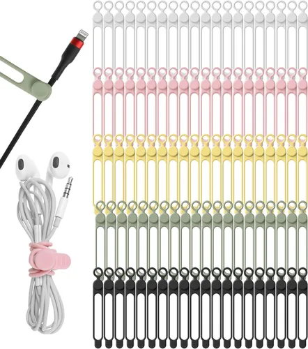 Vista 12 de Nearockle Sujetacables de Silicona Organizador de Cables para Gestión de Cables, 16 Piezas de 4.2" y 7.1" Organizador de Cables Reutilizable Negro