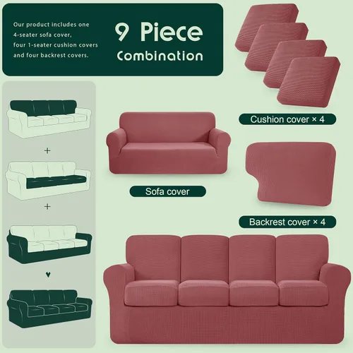 Vista 292 de CHUN YI Fundas para sofá de 7 piezas, lavables, fundas elásticas para sofá de 3 cojines con respaldo y fundas de cojín separados, protector