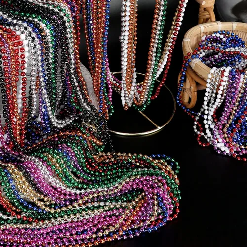 Vista 4 de EOBOH 100 PCS Collares de Cuentas de Mardi Gras, Collar de Cuentas Coloridas Juguete Recuerdos de Fiesta, Accesorios de Disfraz de Cuentas de 33" a