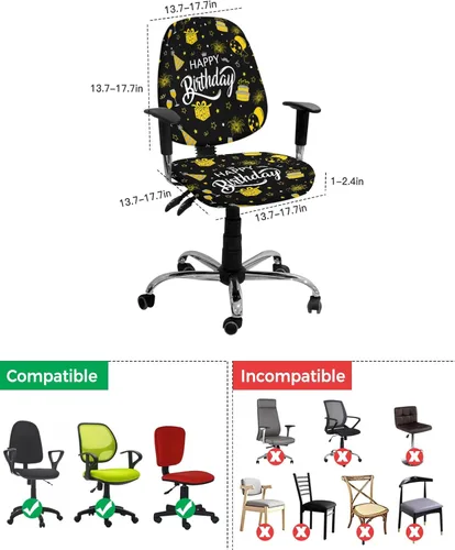 Vista 4 de Fundas para silla de oficina de 2 piezas, fundas elásticas para silla de computadora, fundas universales giratorias para sillas de escritorio
