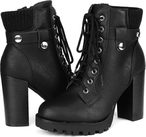 Vista 3 de DREAM PAIRS - Botines de tacón alto grueso para mujer