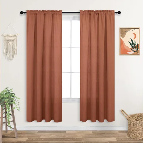 Vista 53 de KOUFALL Juego de 2 cortinas de puerta francesa, cortinas de lino para puerta/ventana, cortina transparente boho para cristal lateral delantero