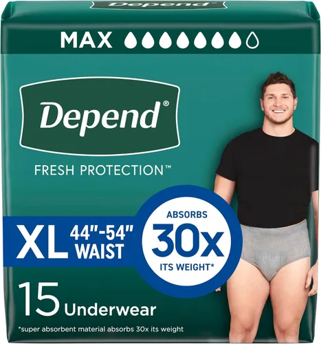 Vista 14 de Depend Fresh Protection - Pañales para adultos, ropa interior para incontinencia para hombres, desechables, máximo, pequeño/mediano, gris, 19