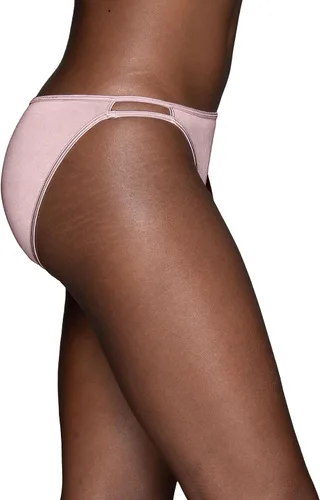 Vista 3 de Vanity Fair Bragas de bikini con tira para mujer, Illumination, con elástico sedoso y ribete de satén Paquete de 3 Negro (Midnight Black)