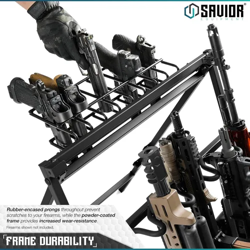 Vista 3 de Savior Equipment Accesorio táctico de 8 pistolas para soporte de rifle corto, marco de acero resistente, se adapta a la mayoría de pistolas