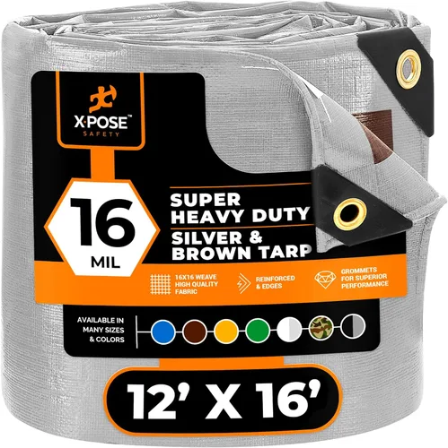 Vista 33 de Xpose Safety - Lona protectora de polietileno de 4 x 20 pies, 16 mil o 0.4mm de grosor, resistente y reforzada para evitar desgarros, resistente a