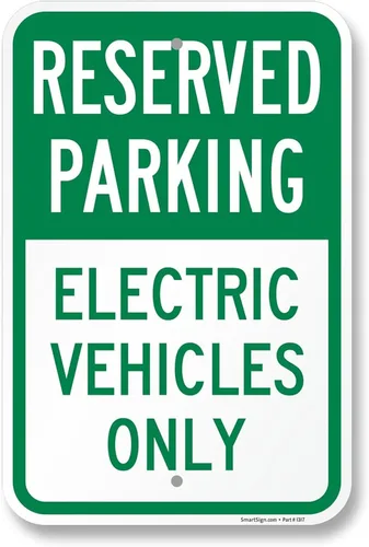 SmartSign Letrero con texto en inglés "Reserved Parking - Electric Vehicles Only" de 18 x 12 pulgadas, compuesto de aluminio de 0.079 in de grosor,