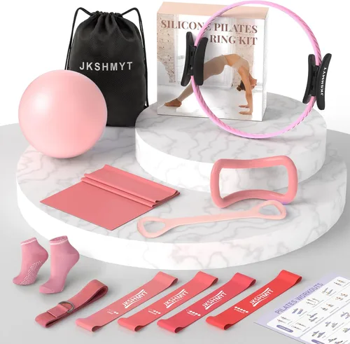 Vista 7 de Pilates Ring Kit for Women, Pilates Equipment – 14.5" Home Magic Circle Workout with Pilates Ball, Resistance Bands, Better me Pilates Essentials