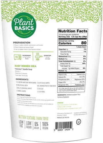Vista 3 de Plant Basics - Proteína vegetal abundante, trozos sin sabor, 1 libra, condimento a base de plantas, como el pollo, 2 onzas, sin OMG, sin gluten