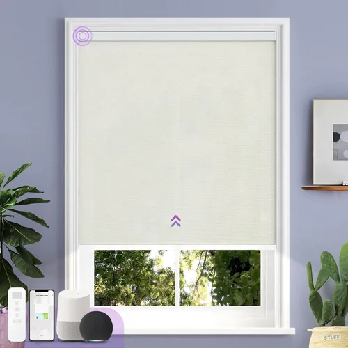 Vista 18 de Astomi - Persianas enrollables motorizadas para ventanas, persianas 100 % opacas para oscurecer la habitación, persianas inteligentes sin cordón