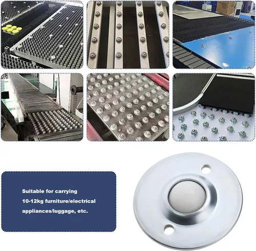 Vista 3 de Transferencias de bolas de acero al carbono, ruedas de rotación de bolas de nailon, diámetro de 1.772 in, espaciado de agujeros de 1.220 in