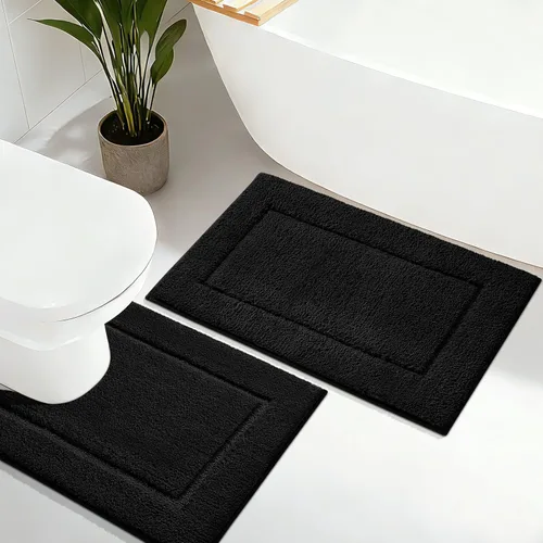 Vista 40 de Alfombras de baño de 24 x 17 pulgadas, microfibra extra suave y absorbente, parte trasera antideslizante, secado rápido, lavable a máquina, tapetes