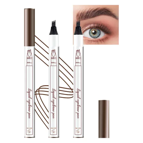 Vista 12 de Lápiz de tinta para cejas de Brow Stylist, micro 4 puntos para levantar y arrebatar cejas con 3 plantillas de cejas de larga duración, impermeable