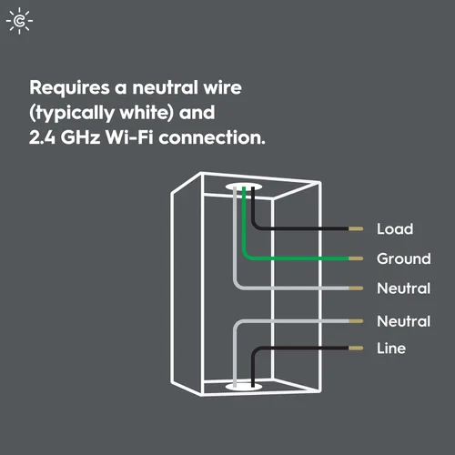 Vista 9 de GE CYNC - Interruptor inteligente de luz, estilo paleta, requiere cable neutro, interruptor de 4 cables con Bluetooth y Wi-Fi de 2,4 GHz, compatible