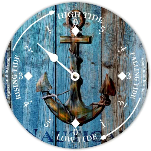 Vista 10 de Reloj de marea de estrella de mar oceánico, silencioso sin tictac, funciona con pilas, reloj de marea de madera, arte de pared, reloj de movimiento