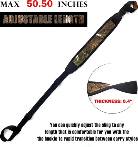 Vista 4 de HUNTPAL 2 Point Non-Swivel Gun Sling Shotgun Sling with Thumb Hole, Neoprene Padded No Need Drill Rifle Sling Shoulder Strap