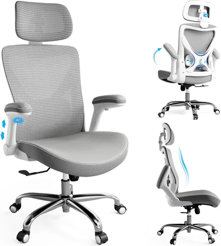 Vista 10 de Ergalithic Silla Ergonómica de Oficina - Silla de Computadora en Forma de X de Malla de Cuero PU con Soporte Lumbar Ajustable - Silla de Escritorio