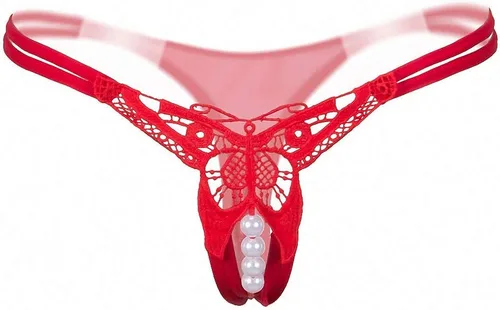 Vista 4 de Tanga sin costuras de tanga de encaje de mujer de sexo de cadena de perlas