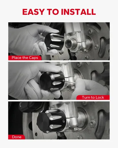 Vista 4 de Cubiertas para tuercas de eje delantero, tapas de tuerca de eje CNC compatibles con Harley Davidson Touring Dyna Sportster Trike Softail Street