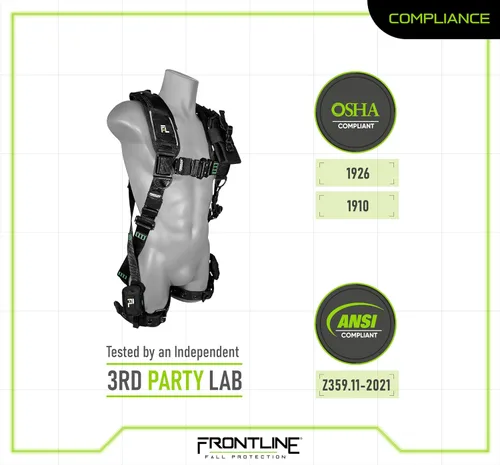 Vista 3 de Frontline 250VTB Elite™ Arnés estilo chaleco con hardware de aluminio y correas de suspensión trauma + OSHA y ANSI