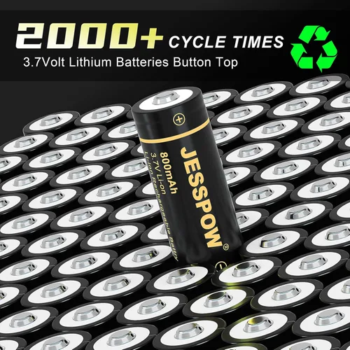Vista 3 de JESSPOW 2 Pack 14500 Battery 3.7V Rechargeable Batteries, 800mAh I45OO Rechargeable Batteries 3.7V Battery for Flashlight, Toys etc.