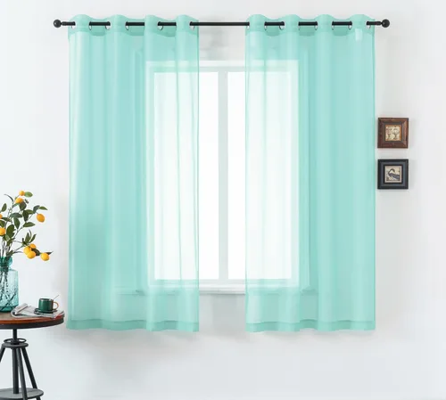 Vista 31 de Cortinas traslúcidas de 108 pulgadas para sala de estar, dormitorio, apartamento, ventana, 2 paneles con ojales, cortinas semitransparentes