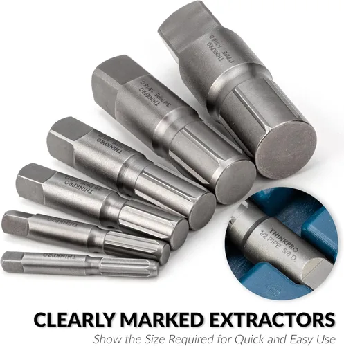 Vista 6 de Juego de 6 Piezas de Extractores de Tubería, Extractores de Acero Resistente de TUBERÍA de 1/8 a 1 Pulgada para Tuberías Rotas, Juego de Extractores