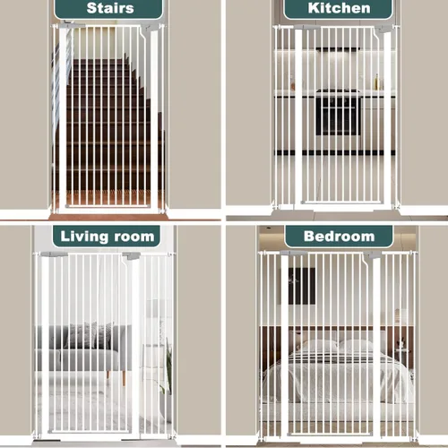 Vista 8 de Puerta para mascotas extra alta de 51.18 pulgadas de alto, puertas de seguridad de cierre automático para cocina, sala de estar, puertas, pasillo