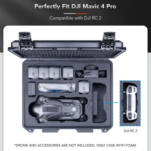 Vista 3 de Lykus Titan M400 - Funda rígida impermeable para DJI Mavic 4 Pro, DJI RC Pro 2/RC2, se adapta a hasta 6 baterías y accesorios en Fly More