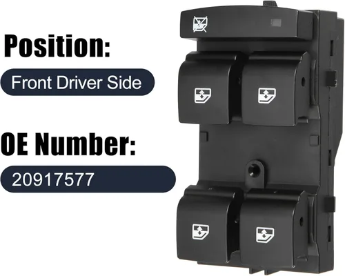 Vista 2 de X AUTOHAUX Interruptor de elevalunas eléctrico del lado del conductor Interruptor de control de la ventana eléctrica principal 20917577