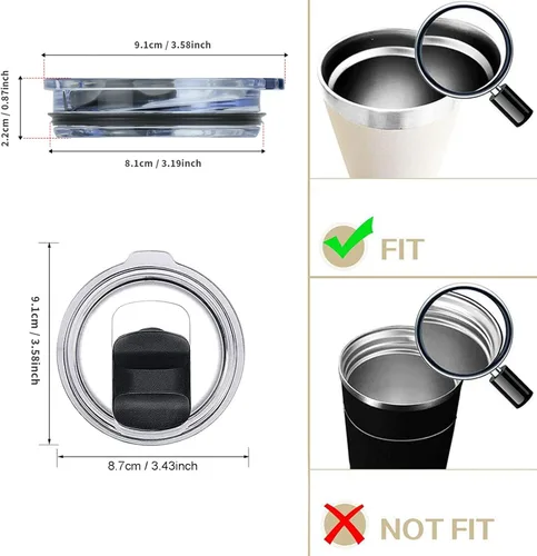 Vista 2 de Paquete de 2 tapas magnéticas para vaso de 20 onzas, compatible con Ozark Trail, Old Style Rtic, YETI Rambler y más, con interruptor deslizante Negro