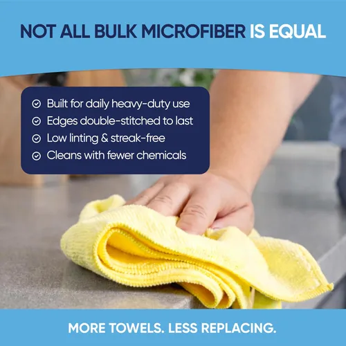 Vista 6 de Toallas de microfibra multiusos a granel de 12 x 12 pulgadas al por mayor, cantidad de caja (400 unidades) No se deshilacha Microfibra de alta