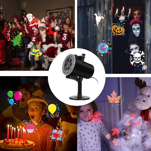 Vista 4 de Luces de proyector de Navidad de Halloween, luz LED de proyector con 16 patrones de deslizamiento, IP65, impermeable, para interiores y exteriores