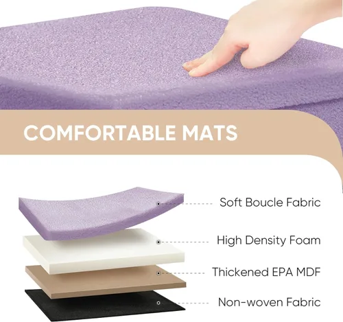 Vista 32 de PINPLUS Otomanas otomanas de almacenamiento con forma cuadrada con reposapiés de almacenamiento para sala de estar, asiento otomano Boucle para Gris