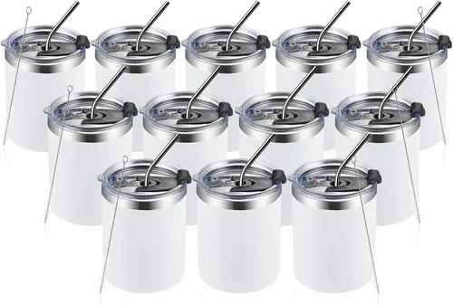 Vista 23 de MEWAY Paquete de 8 tazas de café de 12 onzas con tapa, taza de café reutilizable de acero inoxidable aislada, taza de café duradera de doble pared