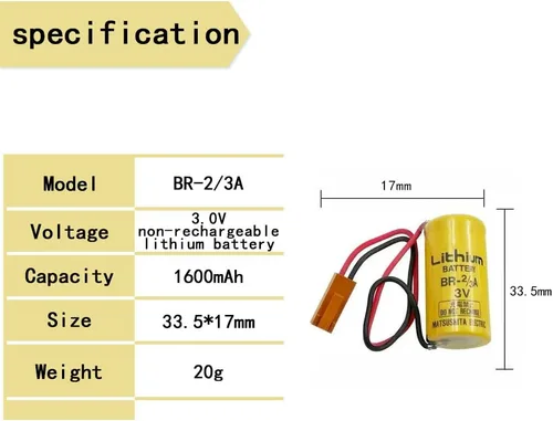 Vista 2 de Paquete de 10 baterías de litio de 3 V 1600 mAh BR-2/3A PLC, repuesto para Panasonic BR-2/3A con enchufe marrón