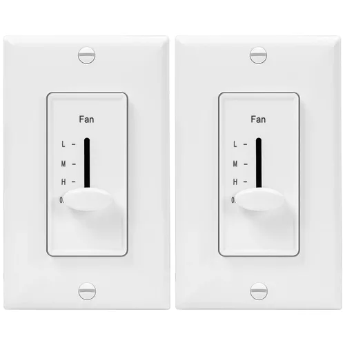Vista 8 de ENERLITES Control de ventilador de techo de pared de 3 velocidades, interruptor deslizante, 120 VAC, 2.5 A, un solo polo, no requiere cable neutro
